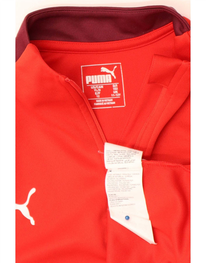Puma - Chándal con cremallera y cuello para niños, color rojo, 11-12 años