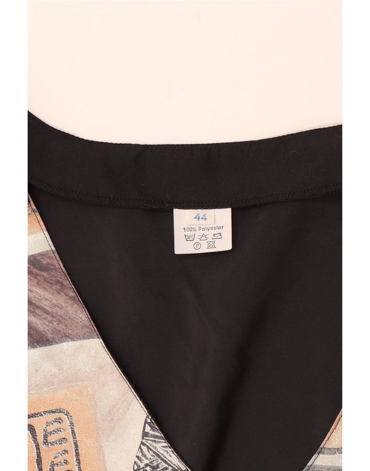 VINTAGE Chaleco de patrón abstracto para mujer EU 44 Poliéster marrón grande