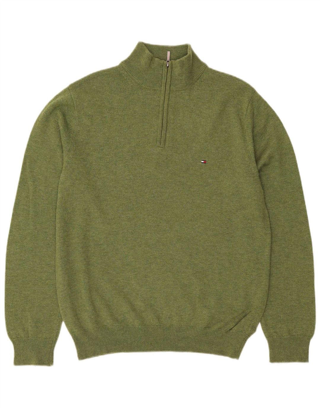 Tommy Hilfiger Jersey con cuello y cremallera de lana de cordero verde medio para hombre