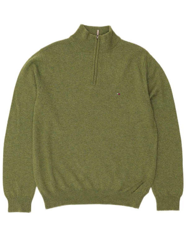 Tommy Hilfiger Jersey con cuello y cremallera de lana de cordero verde medio para hombre