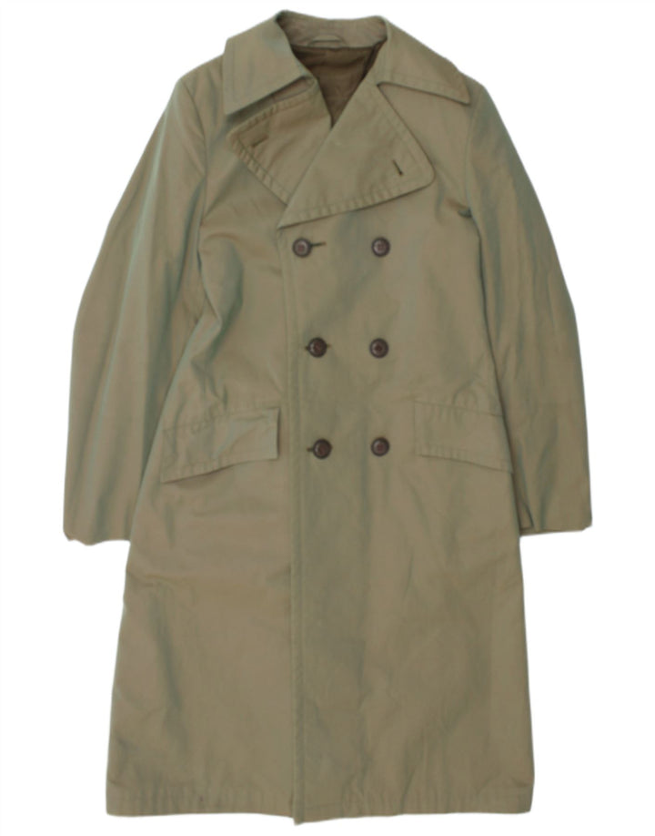Vintage hombres doble pecho abrigo Reino Unido 34 XS verde