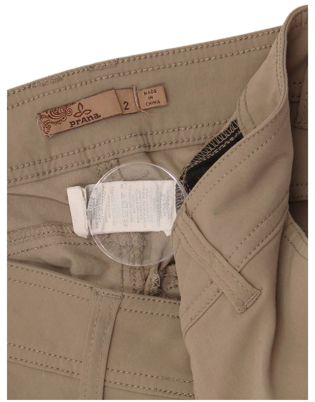 PRANA Pantalones cortos cargo para mujer US 2 XS W30 Beige Nylon