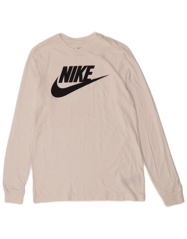 Nike Camiseta gráfica de ajuste regular y manga larga de algodón blanco mediano para hombre