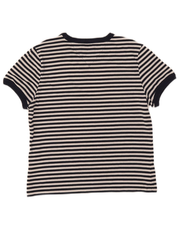 Tommy Hilfiger Camiseta corta para mujer UK 10 Small Algodón a rayas azul marino