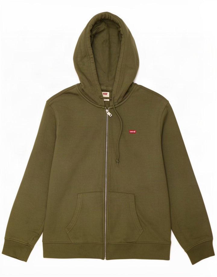 Levi's Suéter con capucha y cremallera estándar para hombre Algodón caqui grande