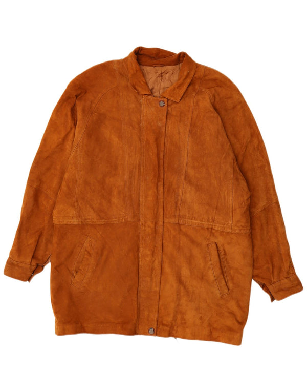 Vintage mujer ante abrigo Reino Unido 16 marrón grande