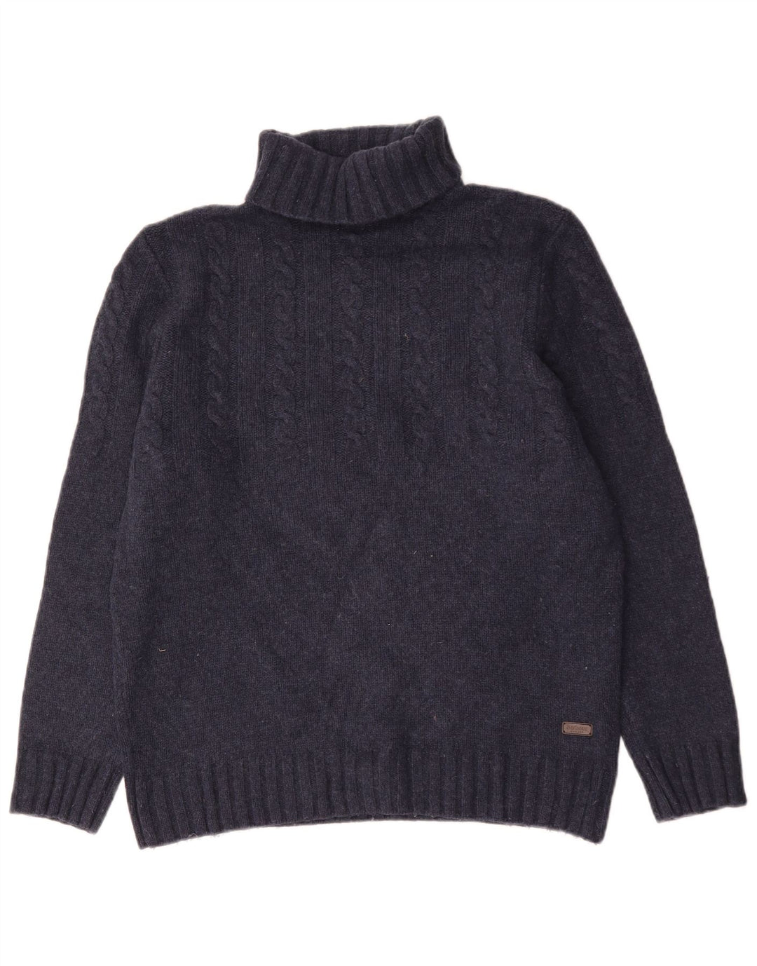Barbour Hombre Roll Neck Jumper Sweater Grande Azul Marino Lana