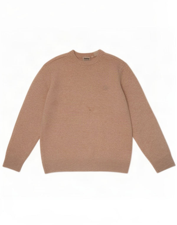 Timberland Hombre Barco Cuello Jersey Suéter Grande Beige Lana De Cordero