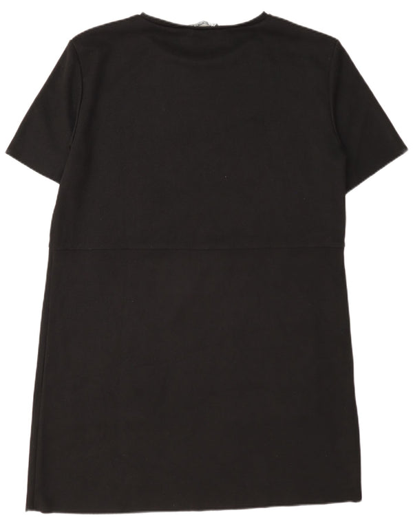Zara Vestido Camiseta Mujer UK 46 Grande Poliéster Negro