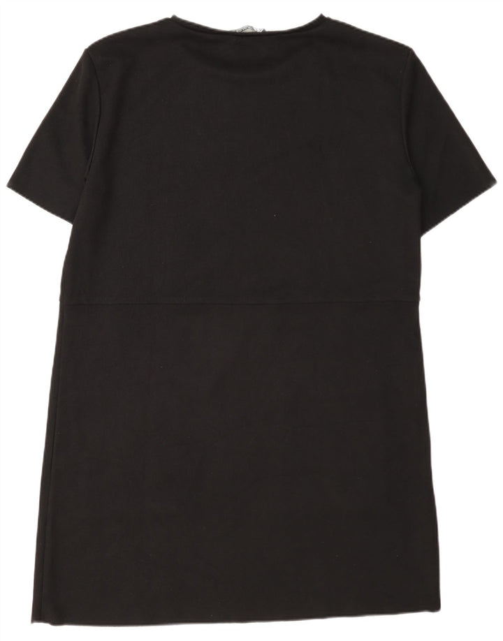 Zara Vestido Camiseta Mujer UK 46 Grande Poliéster Negro