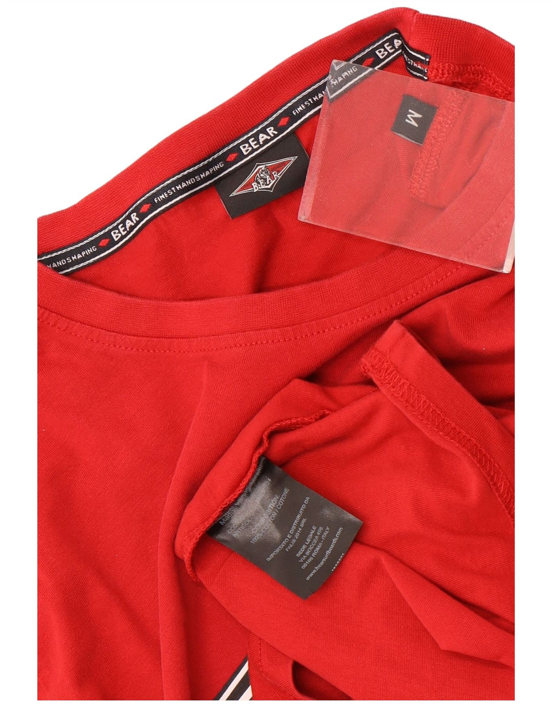 Bear - Camiseta gráfica para hombre, parte superior de algodón rojo medio