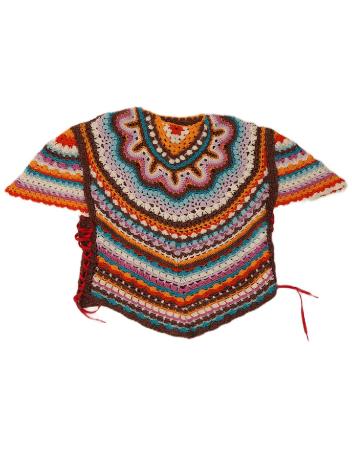 Vintage mujer blusa asimétrica Top Reino Unido 14 rayas multicolores grandes