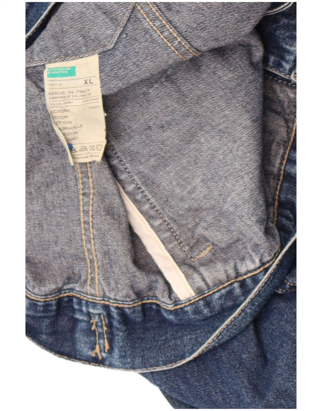 Benetton Chaqueta Vaquera Hombre ES 42 XL Algodón Azul