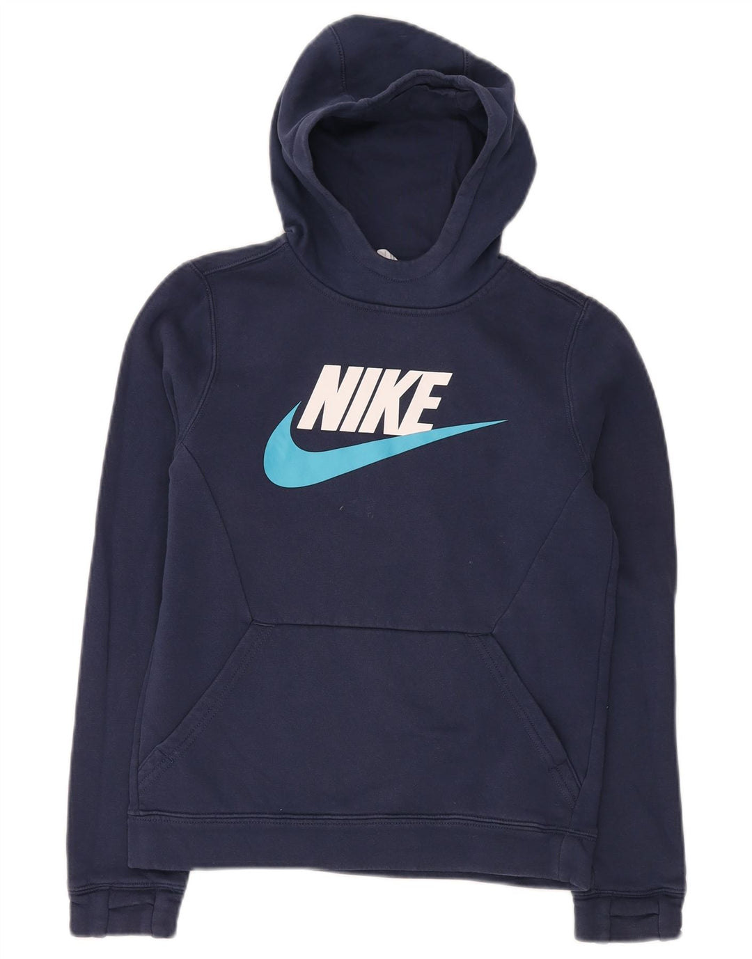 NIKE - Sudadera con capucha para niños, talla grande, color azul marino, algodón, 12-13 años