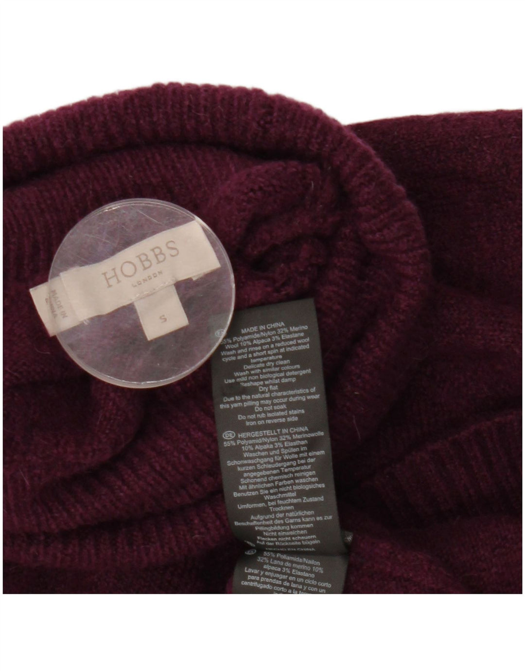 HOBBS Suéter de gran tamaño con cuello vuelto para mujer UK 10 Small Borgoña