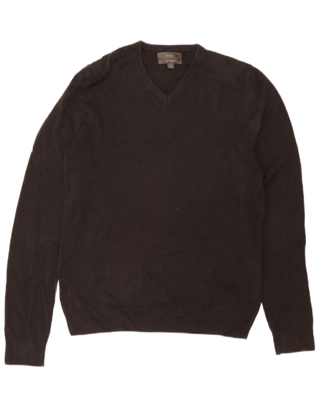Marks & Spencer Suéter con cuello en V para hombre Acrílico negro mediano