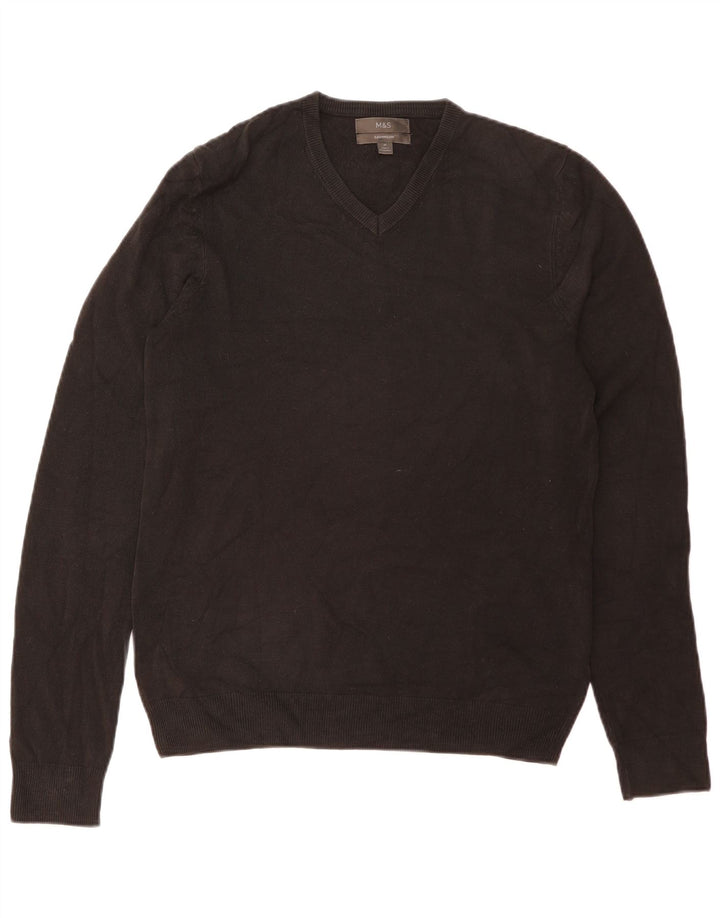 Marks & Spencer Suéter con cuello en V para hombre Acrílico negro mediano