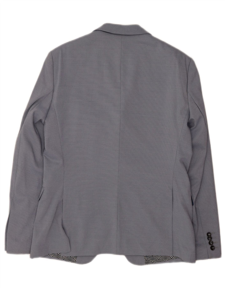 Zara Chaqueta tipo blazer de 2 botones para hombre EU 52 Poliéster azul grande
