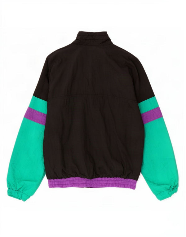 Vintage hombres chándal top chaqueta grande multicolor colorblock poliamida