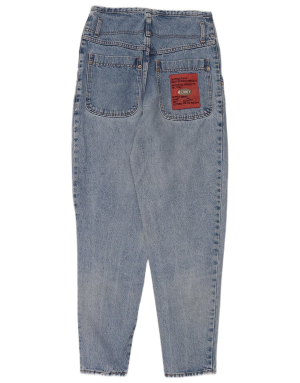 Vintage mujer cónico jeans medio W28 L29 algodón azul