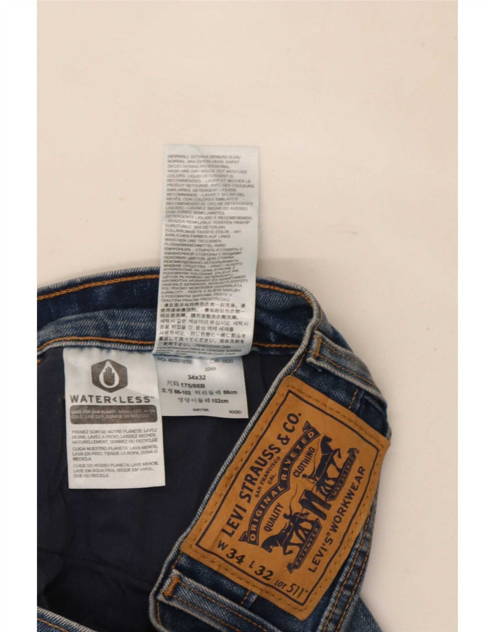 Levi's Hombre 511 Slim Jeans W34 L32 Algodón Azul