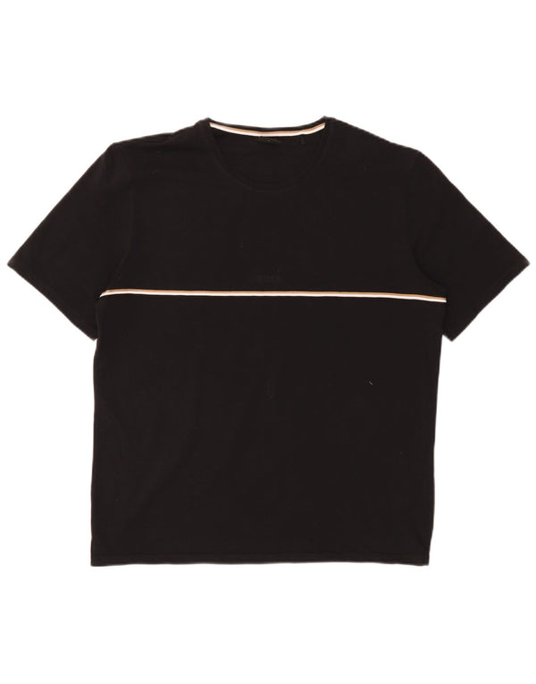 Hugo Boss Hombre Camiseta Top Medium Negro Algodón