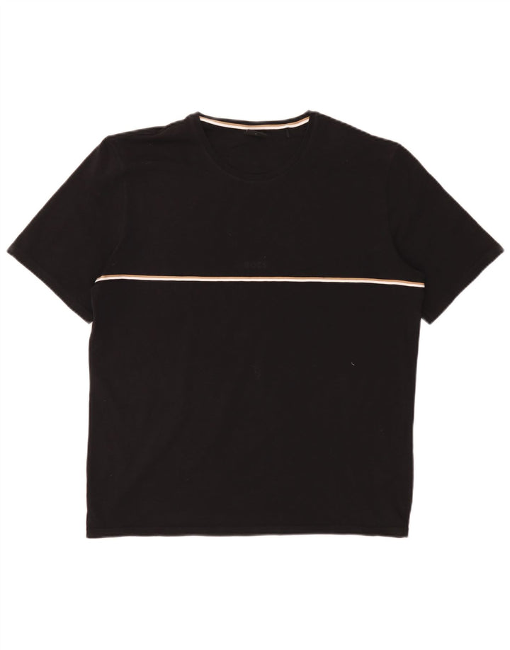 Hugo Boss Hombre Camiseta Top Medium Negro Algodón