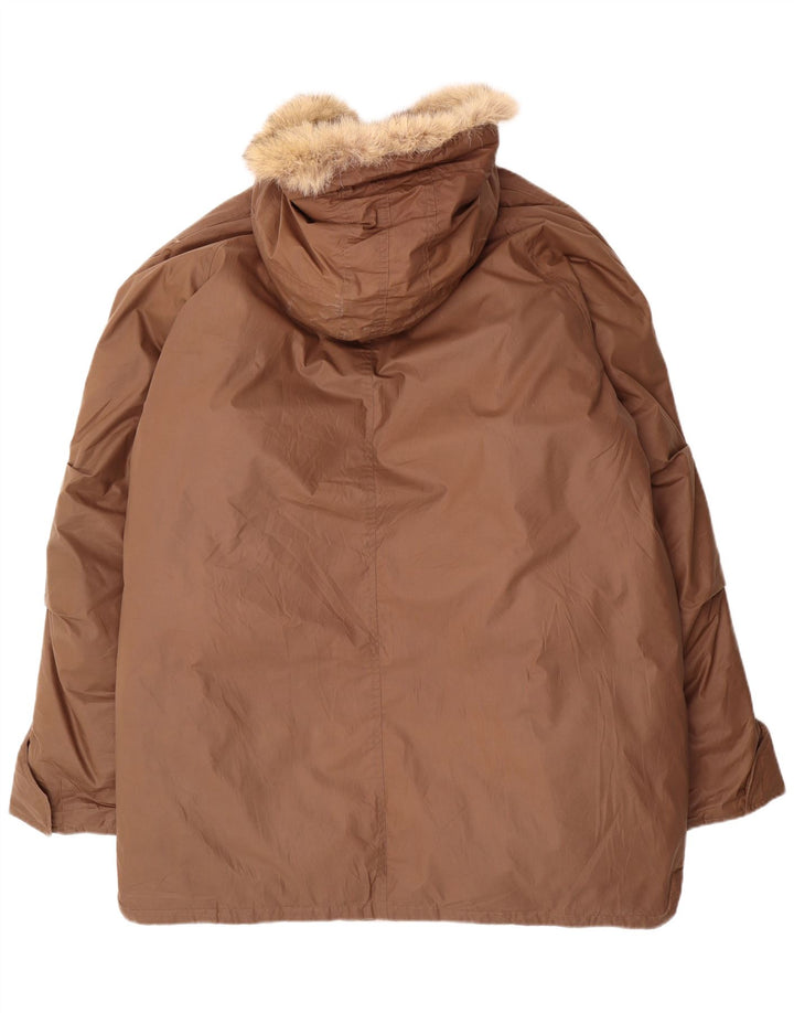 DIESEL Abrigo acolchado con capucha para hombre UK 44 2XL Marrón Poliéster