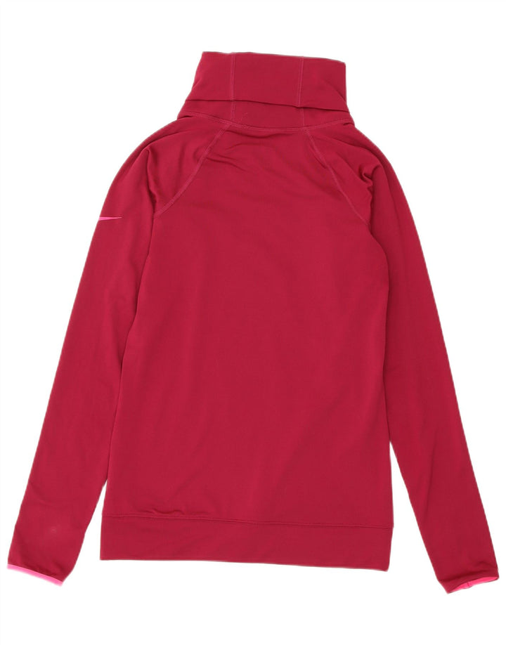 NIKE Mujer Dri Fit Roll Neck Sudadera Jumper UK 8 Small Rosa Poliéster