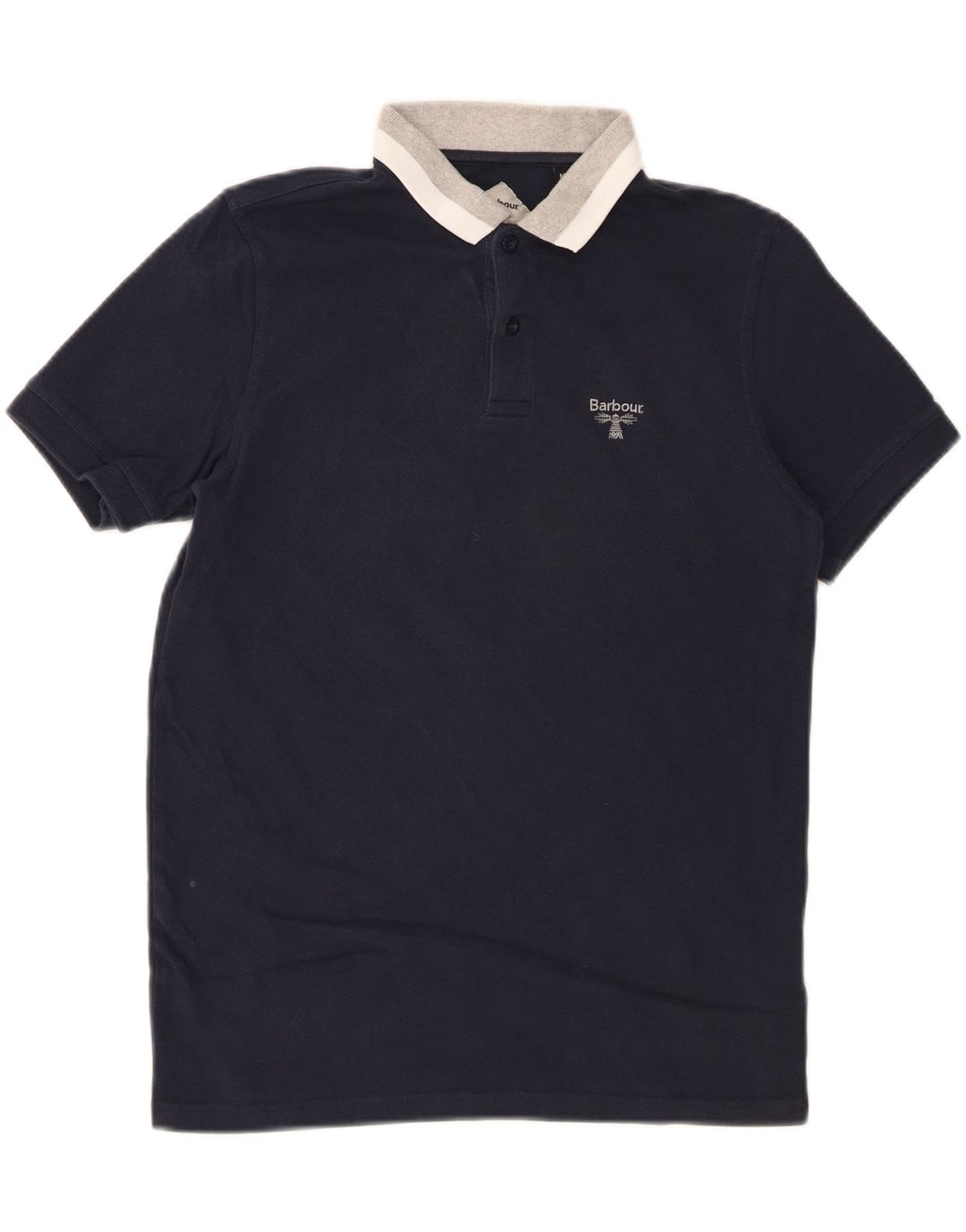 BARBOUR Mens Polo Shirt Medium Navy Blue Cotton
