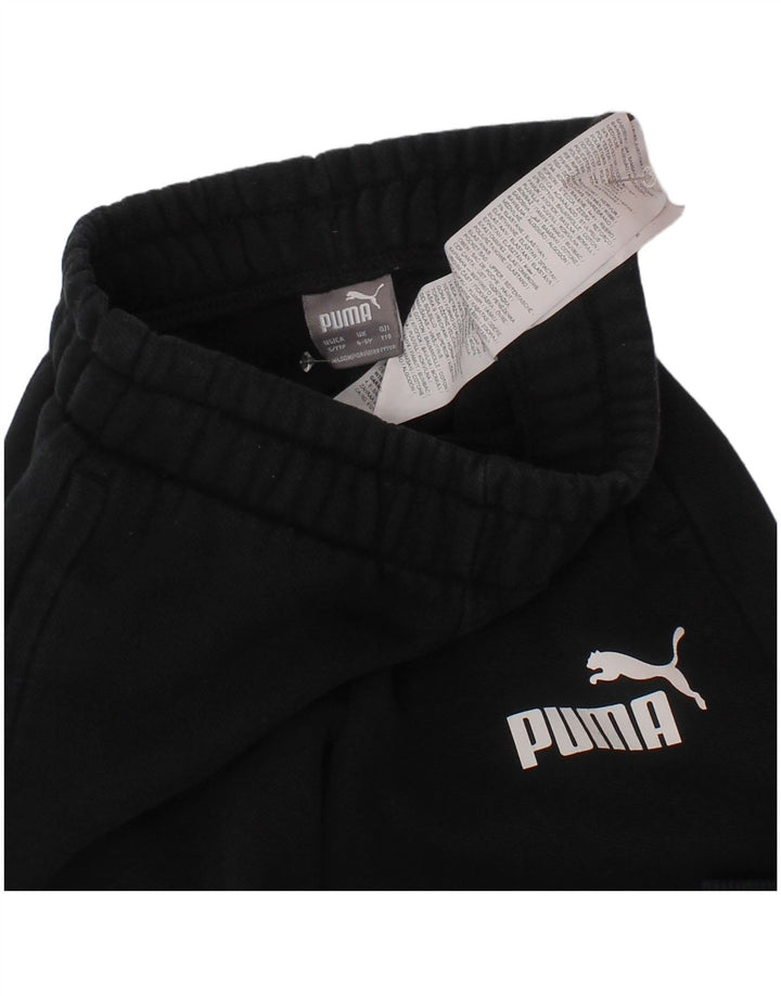 Puma Pantalones de chándal con estampado gráfico para niños, 4-5 años, algodón negro