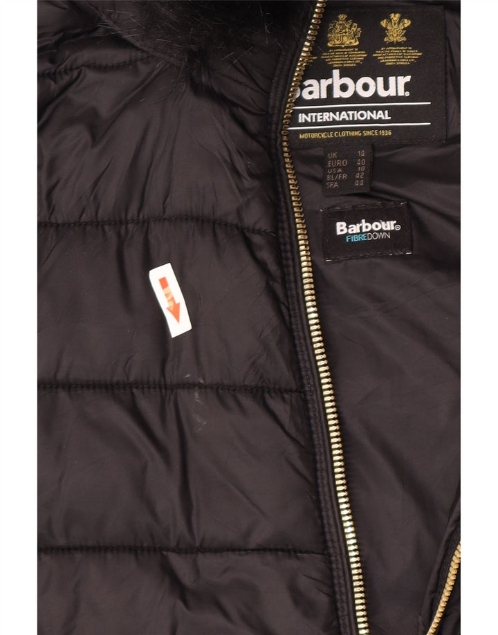 Barbour Chaqueta Acolchada Con Capucha Para Mujer UK 44 Grande Poliamida Negra