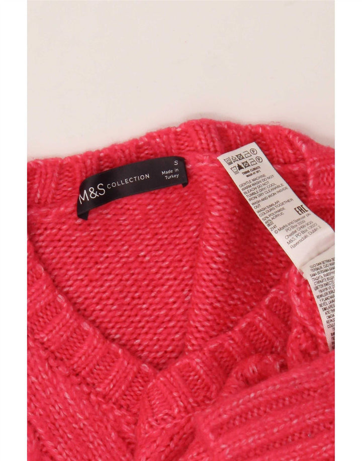 Marks & Spencer Suéter tipo jersey de gran tamaño con cuello en V para mujer UK 10 Small Pink