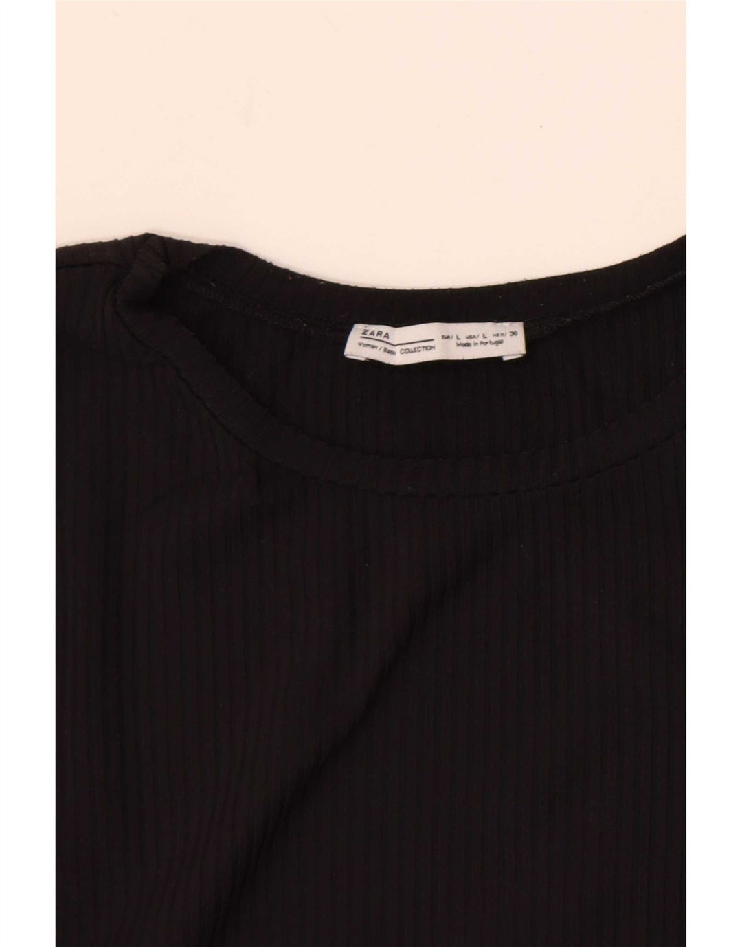 Zara Mujer Crop Top Manga Larga UK 44 Grande Negro