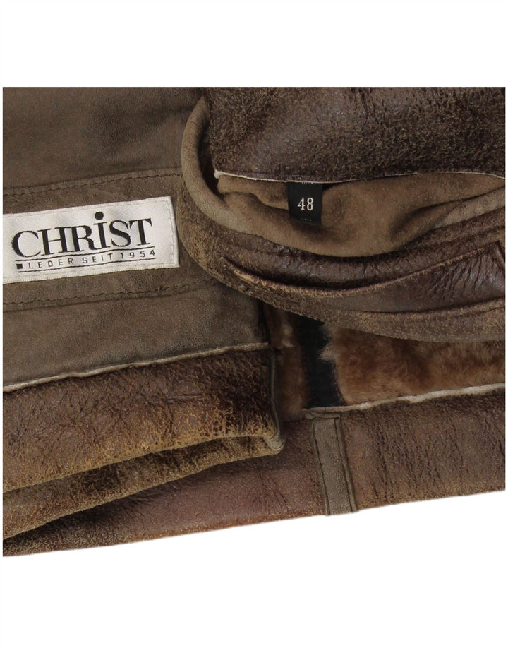 Chaqueta de piel de oveja Christ para hombre IT 48 cuero marrón medio