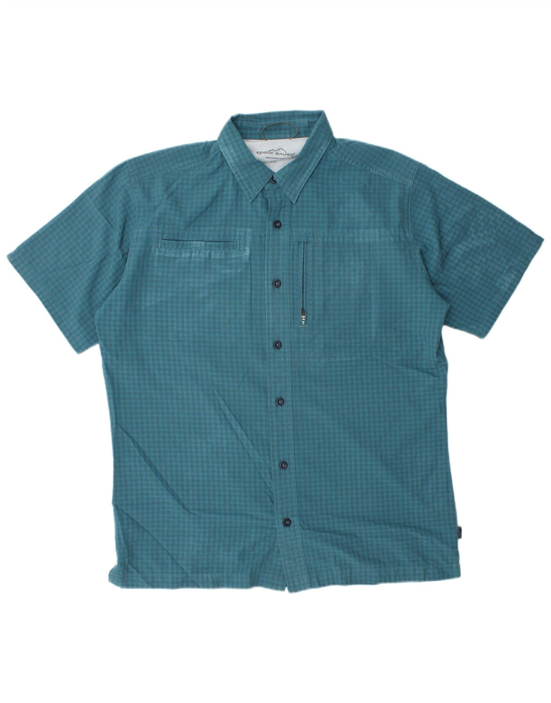 EDDIE BAUER Camisa de manga corta para hombre Poliéster a cuadros azul medio