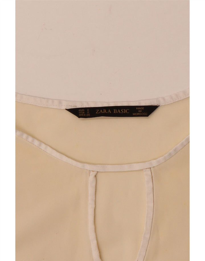 Zara Mujer Blusa De Manga Larga Top UK 10 Small Beige