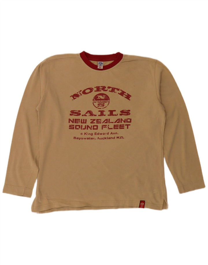 North Sails Hombre Camiseta Estampada De Manga Larga De Algodón Con Bloques De Color Beige Grande
