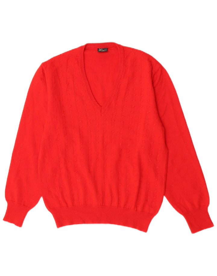 Mapier - Jersey con cuello en V para mujer, talla 40, lana roja mediana