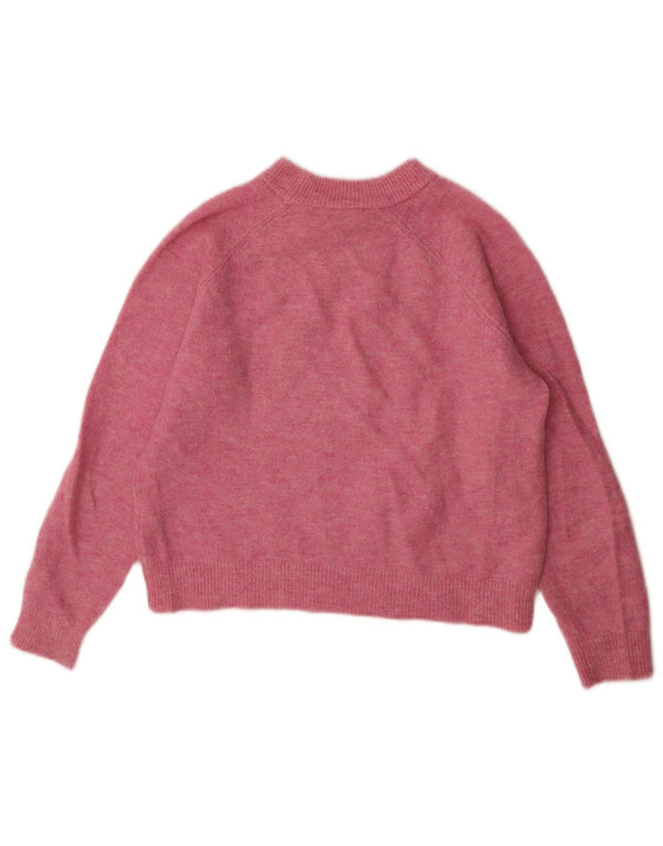 Zara Mujer Suéter De Cuello Redondo De Gran Tamaño UK 10 Small Pink Nylon