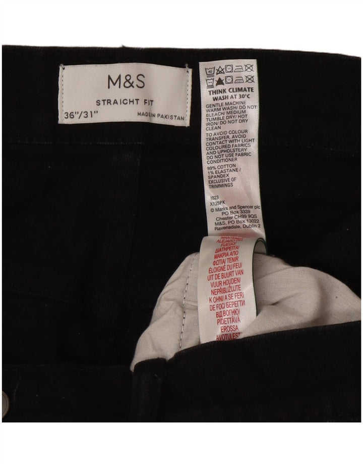 Marks & Spencer Vaqueros rectos para hombre W36 L31 Algodón negro