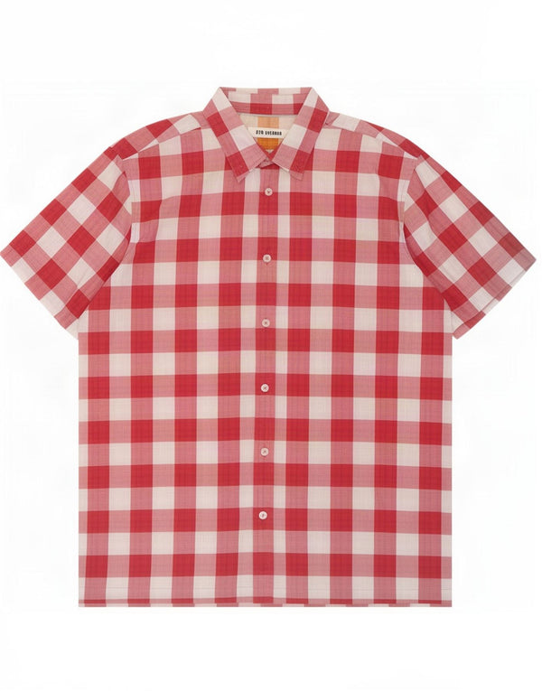 Ben Sherman Camisa de manga corta para hombre XL Algodón a cuadros rosa