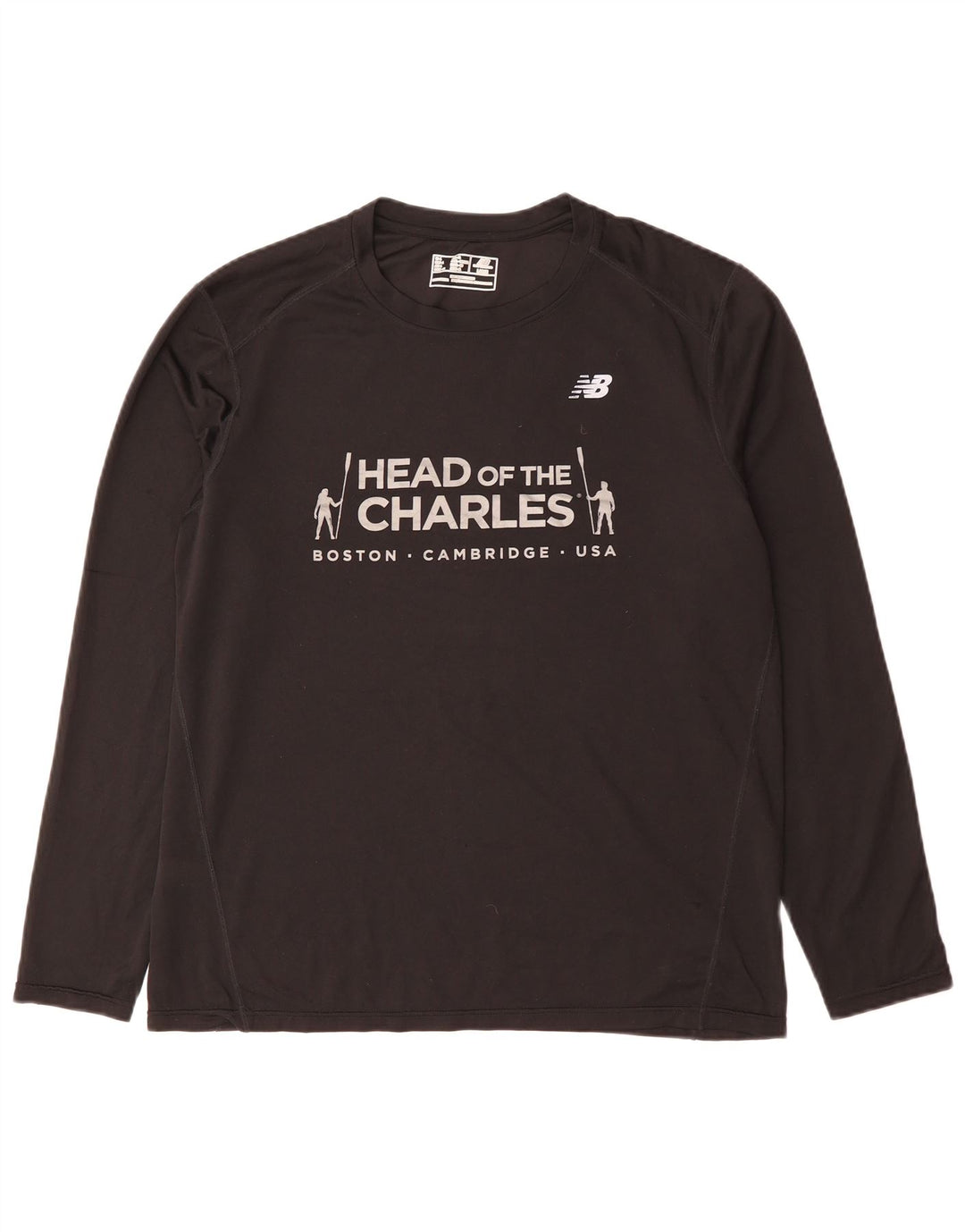 New Balance Hombre Boston Graphic Top Manga Larga Grande Negro
