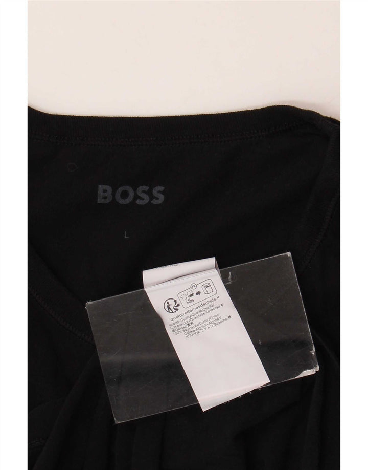 Hugo Boss Hombre Camiseta Top Grande Algodón Negro