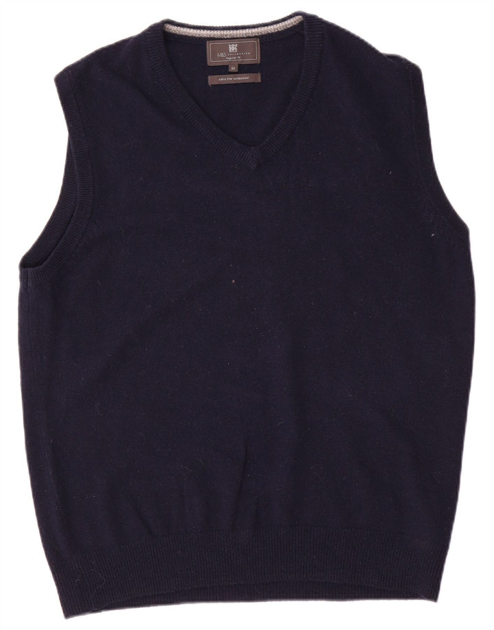 Marks & Spencer Camiseta sin mangas de ajuste regular para hombre Lana azul marino mediana