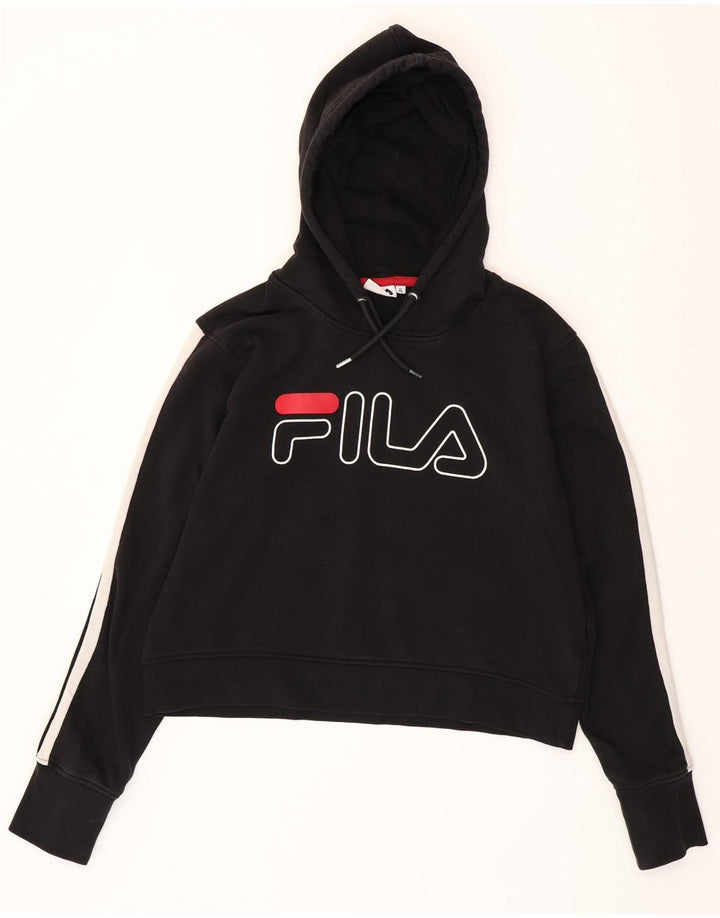 FILA Jersey con capucha y gráfico corto para mujer UK 40 XL Algodón con bloques de color negro