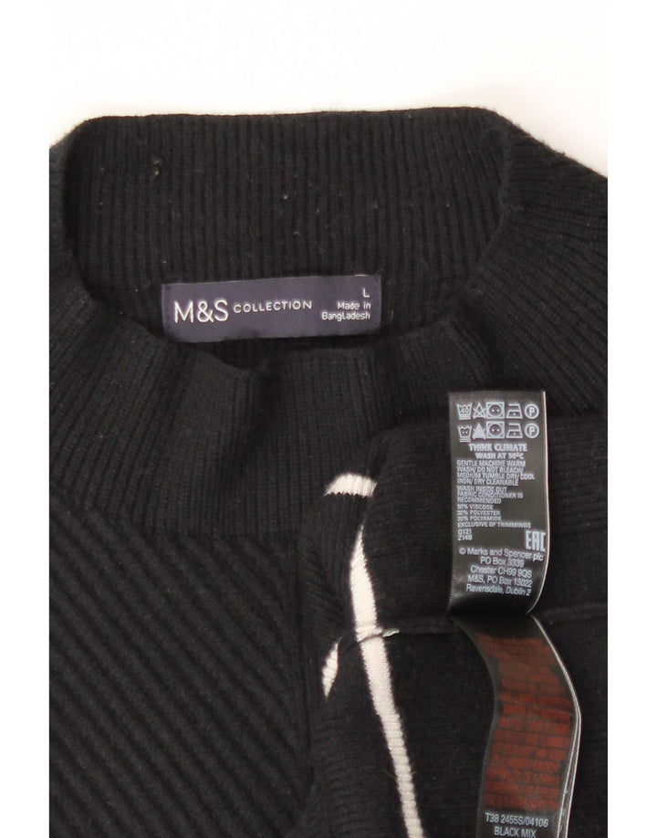 Marks & Spencer Jersey con Cuello Alto para Mujer UK 46 Grande Rayas Negras