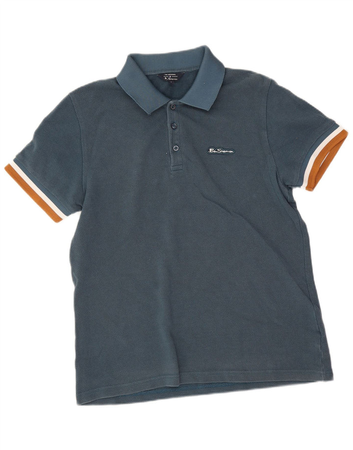 Ben Sherman Polo para hombre grande de algodón azul
