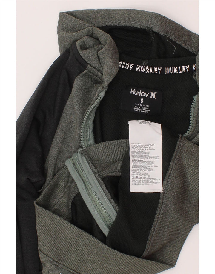 Hurley Sudadera con capucha y cremallera gráfica para niños 5-6 años Poliéster color block gris