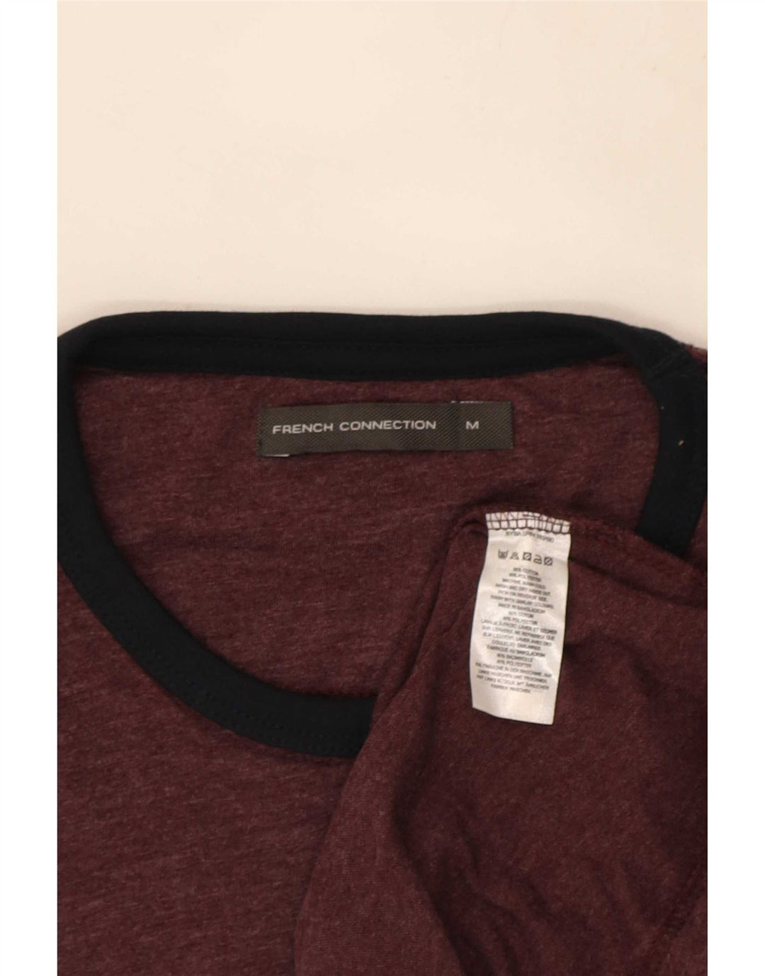 French Connection Camiseta para hombre Top Medium Borgoña Algodón